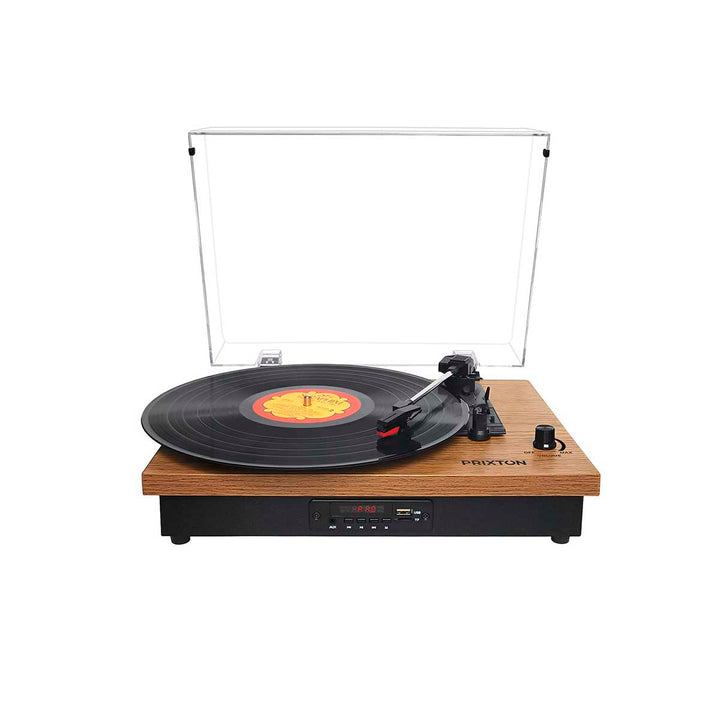 PRIXTON - Studio Vintage-Vinyl-Plattenspieler - Vinyl-Player & Konverter über Bluetooth, USB, SD, Ra