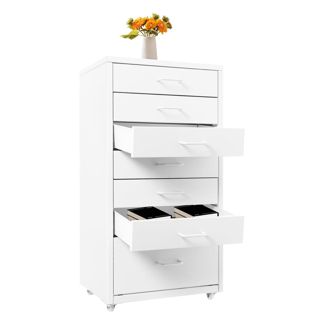 Mobiler Aktenschrank, Rollcontainer mit 7 Schubladen Metall-Nachttisch Schubladenschrank Rollschrank