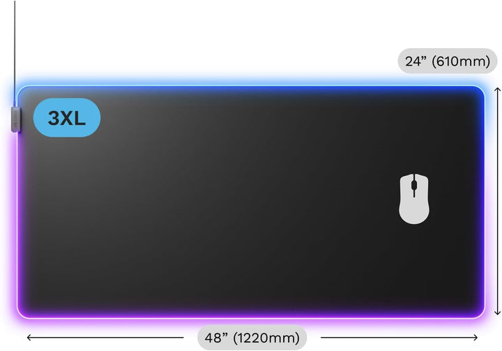 GLORIOUS GMP 2 GLED Stoff Gaming Mauspad (3XL) InfiniGlow RGB, 1220x610mm | 2-Zonen-RGB-Beleuchtung,