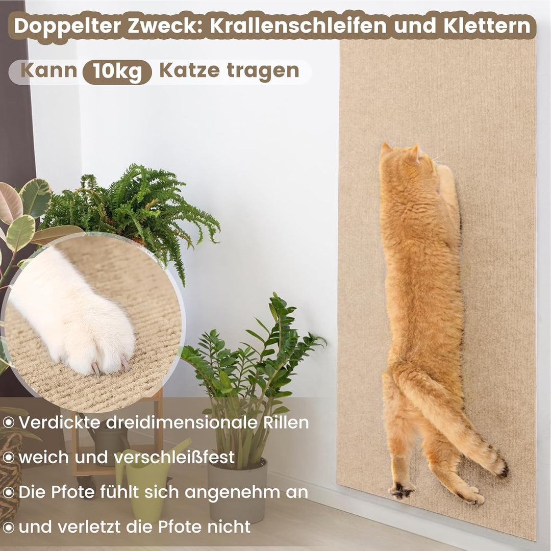 200x40CM Selbstklebend kratzmatte Katze, Kratzbretter Katze Wand, DIY Kratzbrett, Kratzschutz Sofa I