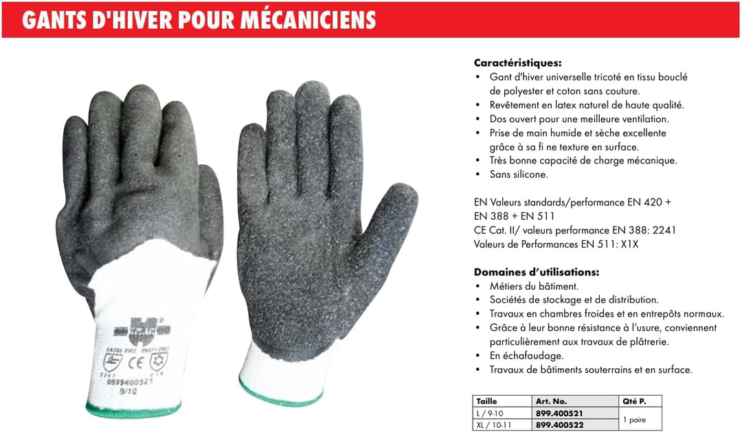 Würth 6 Paar Mechanikerhandschuhe Arbeitshandschuhe Montagehandschuhe EN388 EN420 Gr. 10 Grösse 10 (