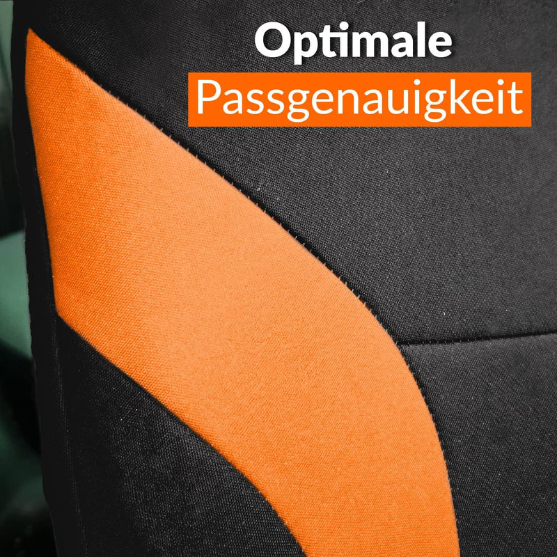 Upgrade4cars Auto-Sitzbezüge Vordersitze Orange Schwarz | Auto-Sitzschoner Set Universal für Fahrers