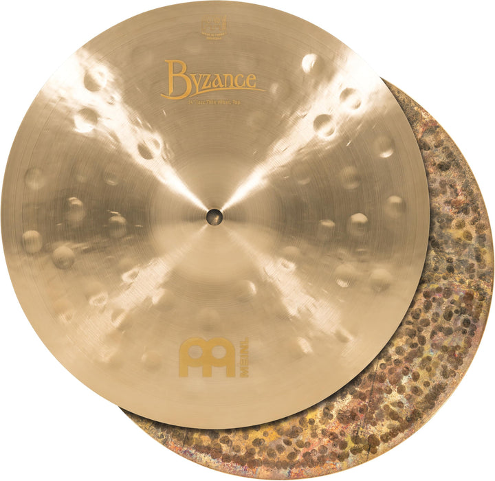 Meinl Cymbals Byzance Jazz Hihat Thin 14 Zoll (Video) Schlagzeug Becken – Paar – (35,56cm) B20 Bronz