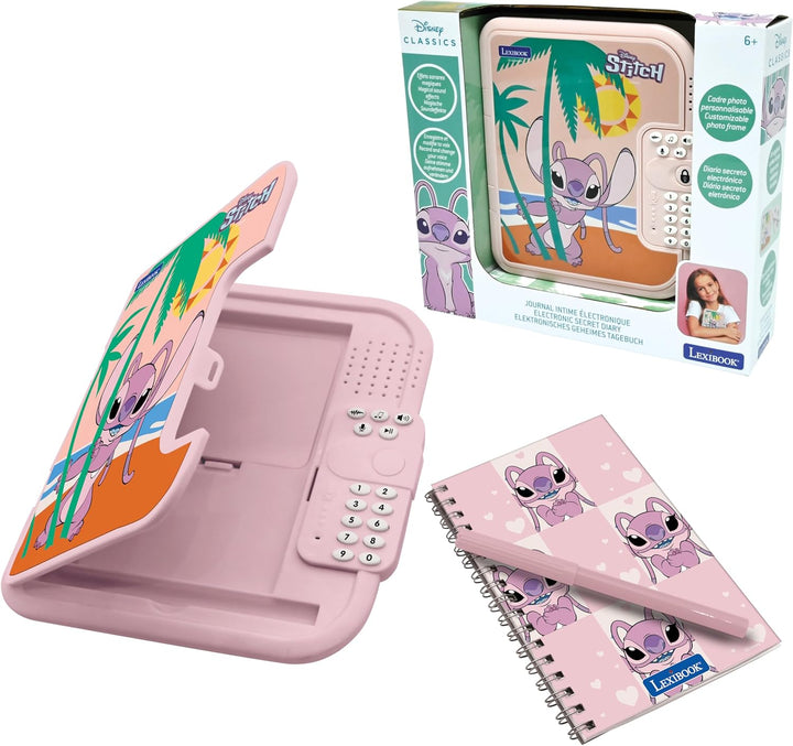 Lexibook, Disney Stitch, elektronisches Tagebuch Angel mit Stift und Notizbuch inklusive, interaktiv
