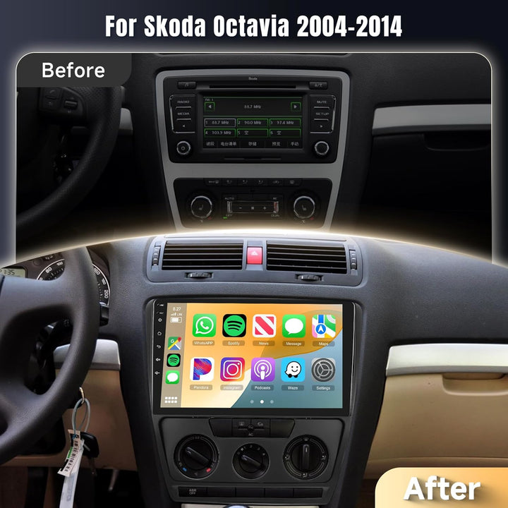 [4+64GB] Autoradio Carplay für Skoda Octavia (2004-2014), 10,1-Zoll Touchscreen Autoradio Android 13