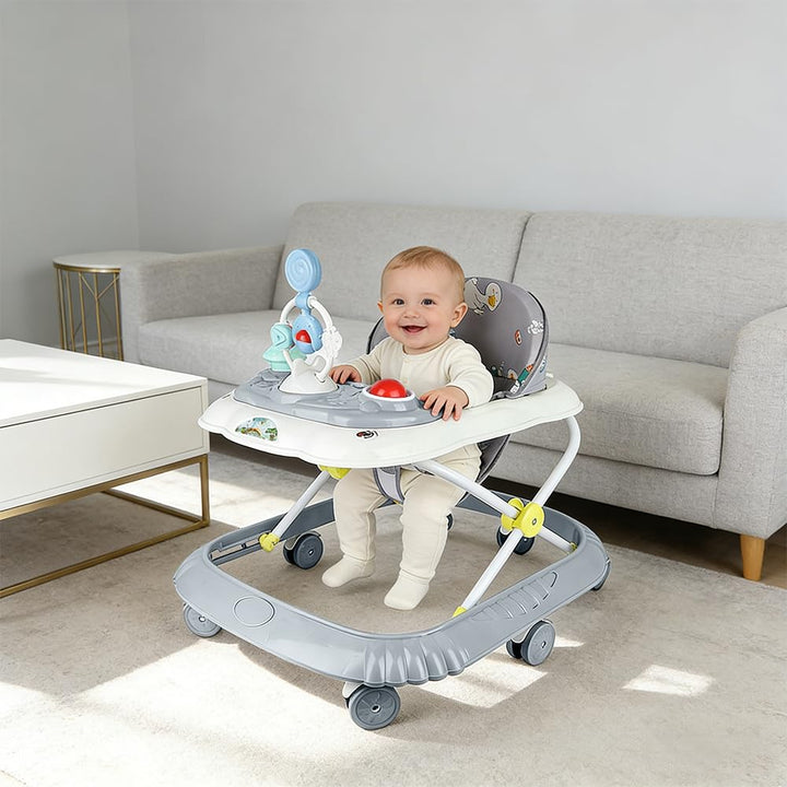 Lauflernhilfe 4 in 1, faltbar, für Babys, mit interaktivem Spielbrett mit Geräuschen, kippsichere Ba