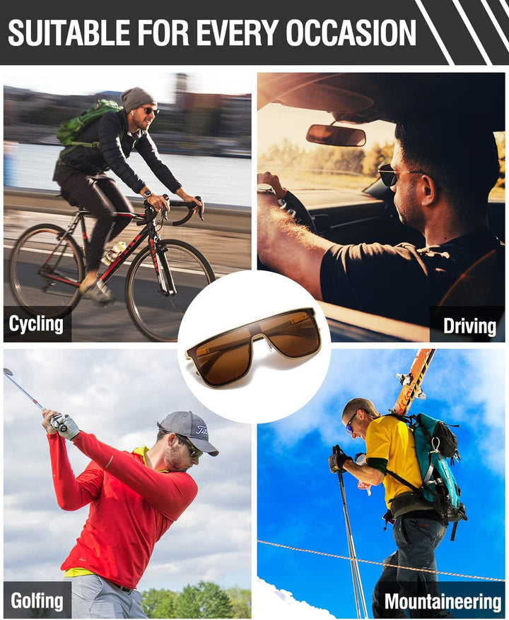 DUCO Herren Sonnenbrille Polarisierte Quadrat Sonnenbrille für Herren Carbon Fiber Tempel Sonnenbril