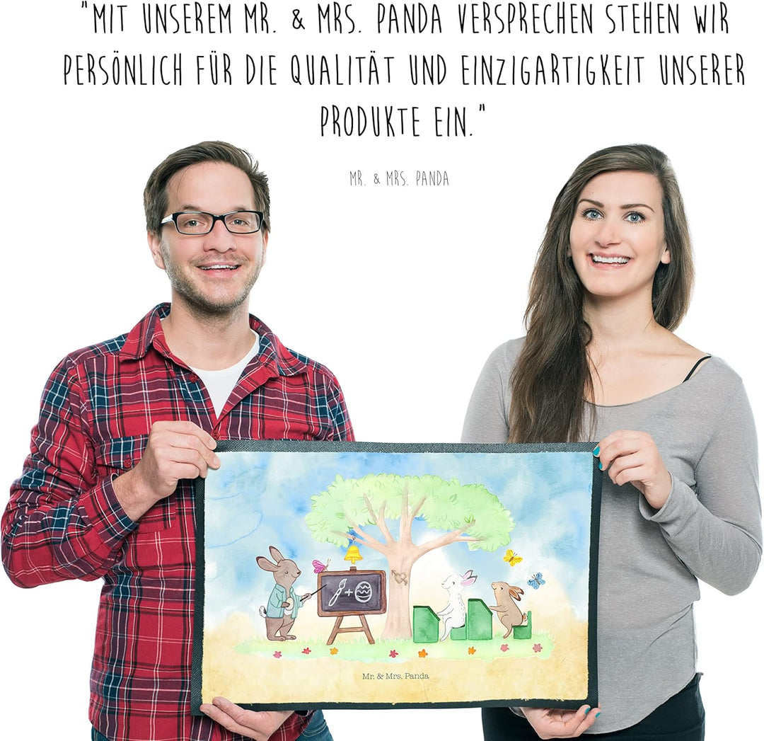 Mr. & Mrs. Panda 50 x 75 cm Fussmatte Hasenschule - Ostergeschenke, Osterdeko, Geschenk, Geschenk zu