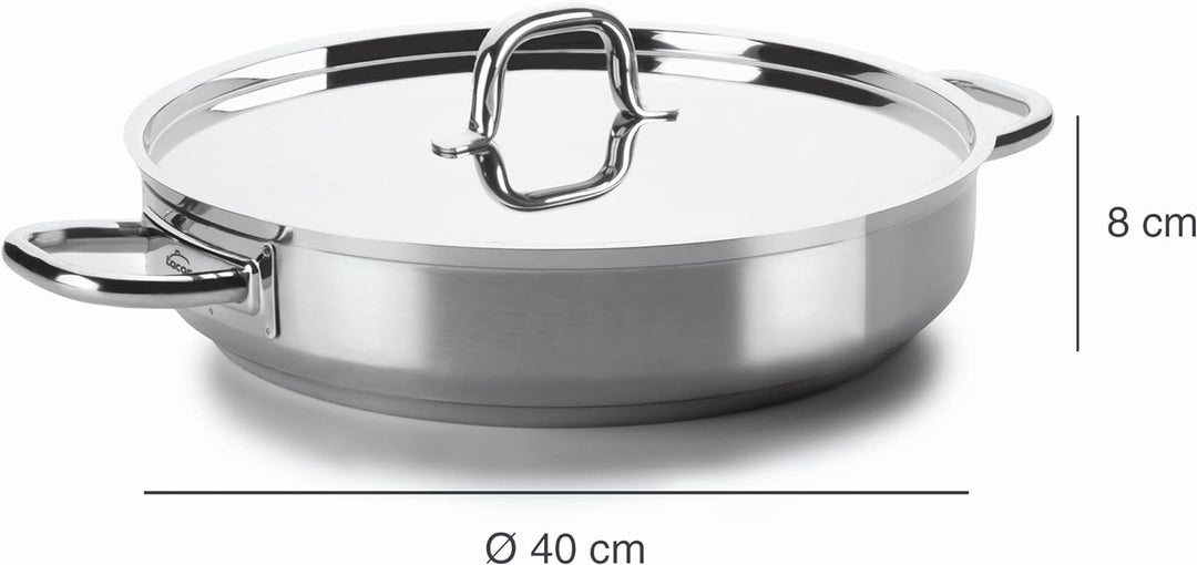 Lacor 54640 Pfanne mit Deckel Durchmesser 40 cm Chef Luxe Silber