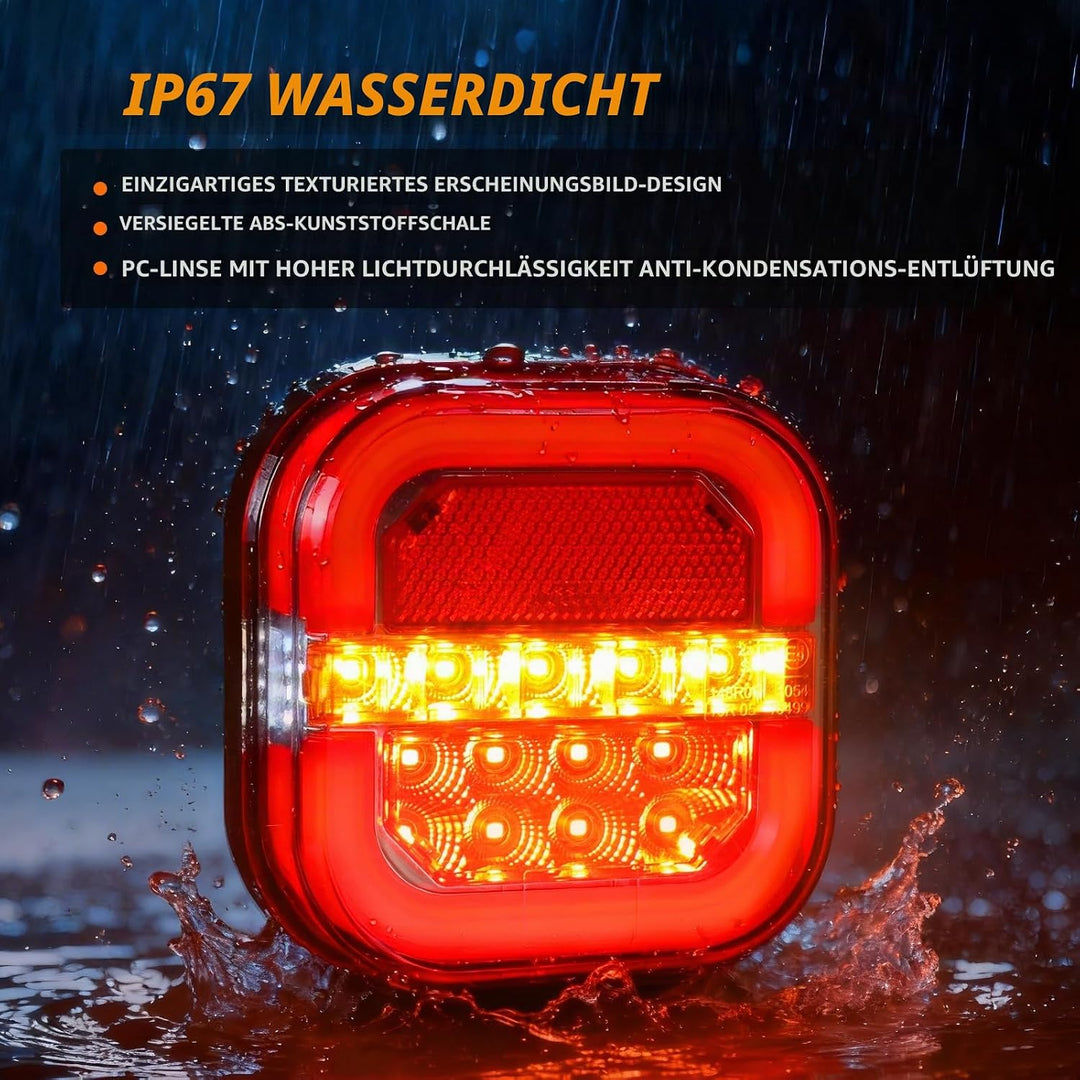 Yuanjoy 2Pcs Wasserdicht Rückleuchten Anhänger LED Neon LKW Rücklichter mit E-Prüfzeichen 12v 24volt