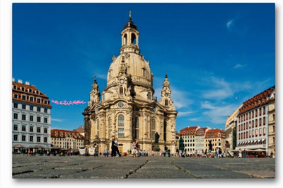 Premium Textil-Leinwand 90 x 60 cm Quer-Format Frauenkirche Dresden | Wandbild, HD-Bild auf Keilrahm