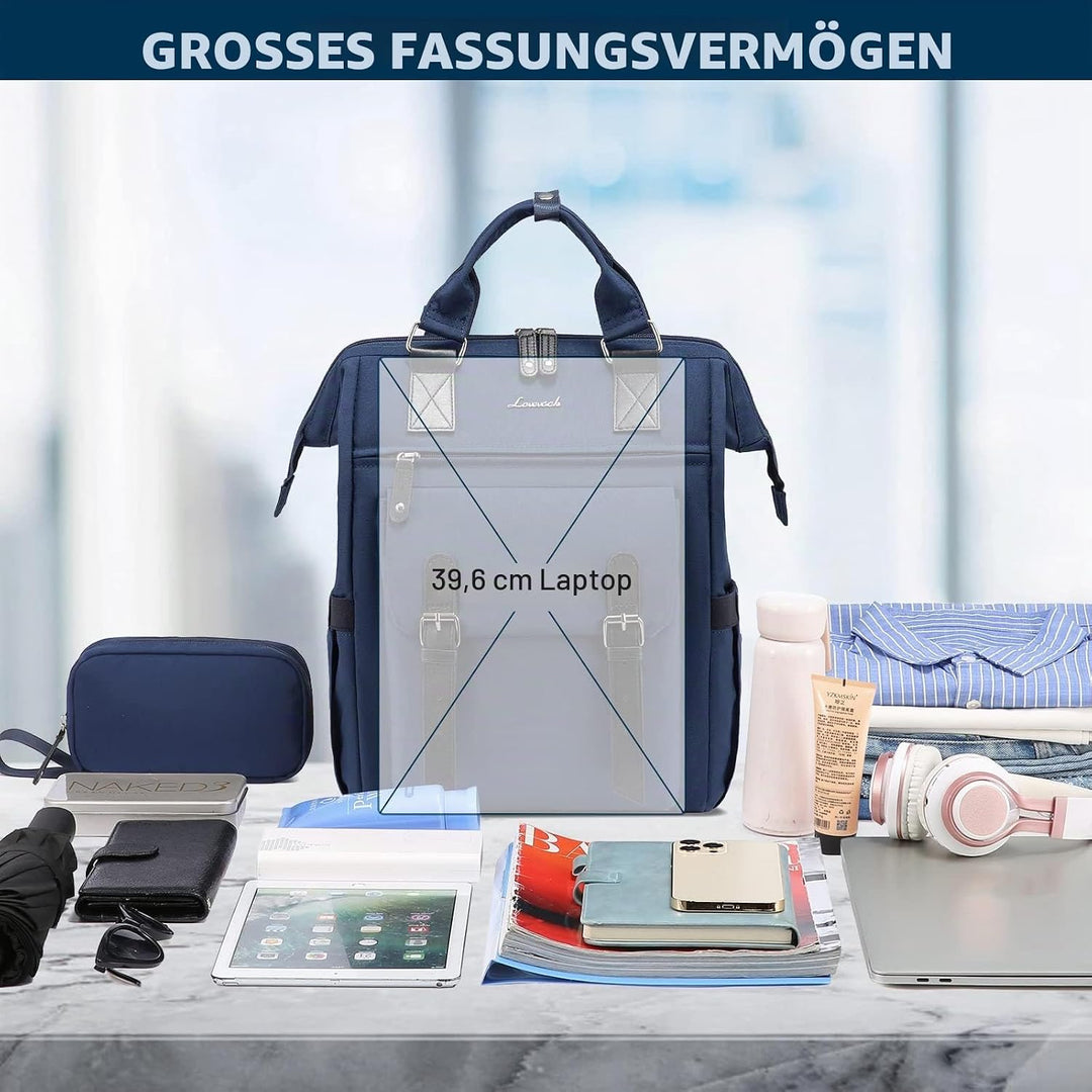LOVEVOOK Rucksack Damen, Laptop Schulrucksack Mädchen Teenager 15,6 Zoll mit Datenkabel-Beutel, Wass