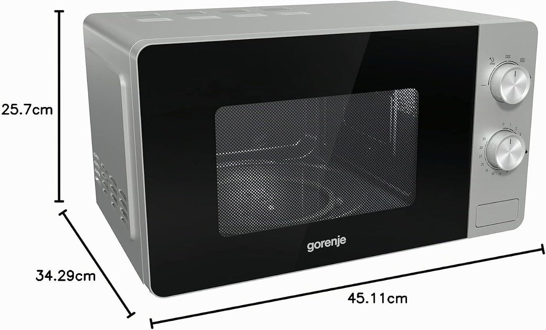 Gorenje MO20E1S Mikrowelle / 800 W, Schwarz, Edelstahl. Inox - Look ‎20 Liter Essential Line, Inox -