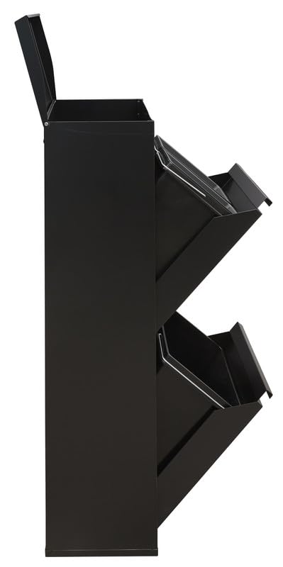 ARREGUI Top CR426-B Mülltrennsystem aus Stahl mit Aufbewahrungsbox mit Deckel | 3 Fächer Mülleimer f