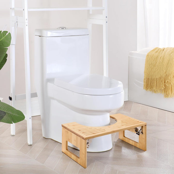 MallKing Toilettenhocker Erwachsene aus Bambus, Klohocker, Kackhocker, 7 Zoll, Toilettenhocker Klapp