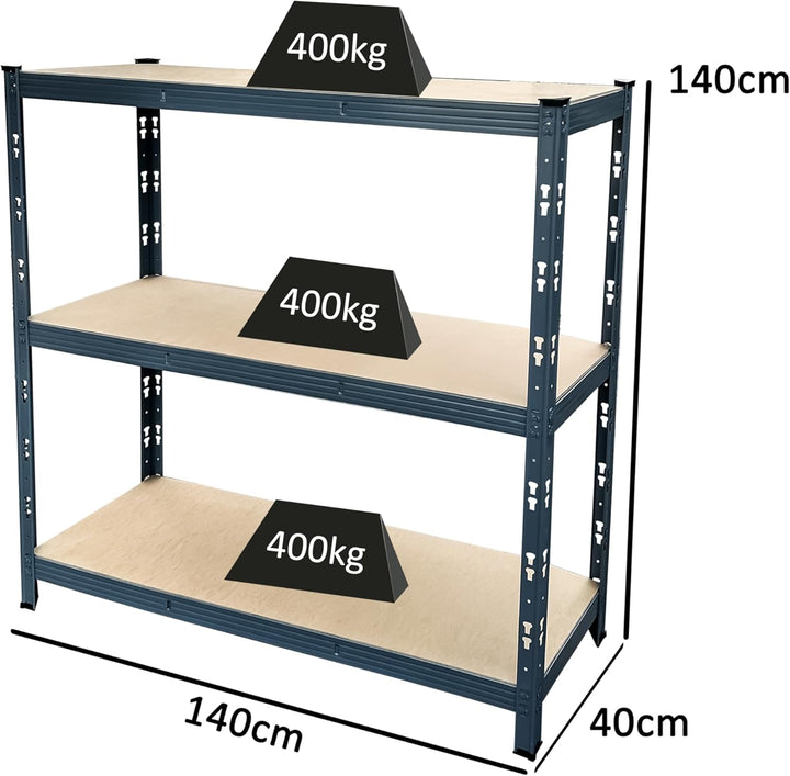 METRO Professional Schwerlastregal KBT140, Metall, 140 x 40 x 140 cm, Fachlast 400 kg, grau