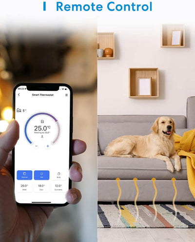 Meross Smart Elektrische Thermostat, Fussbodenheizung WLAN Raumthermostat kompatibel mit HomeKit, Al