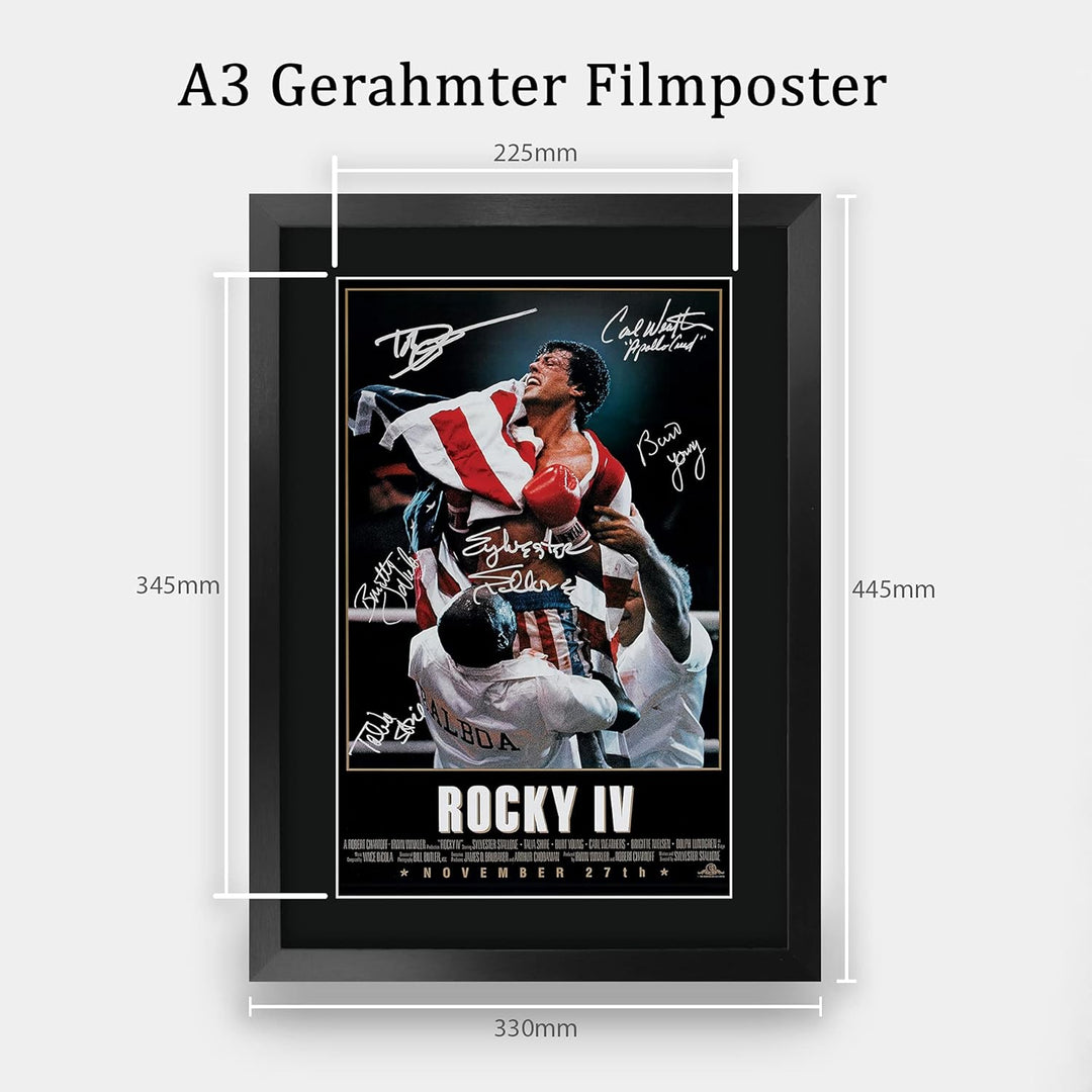 HWC Trading Rocky IV The Cast Rocky 4 Sylvester Stallone Dolph Lundgren Gifts Poster mit Autogramm f