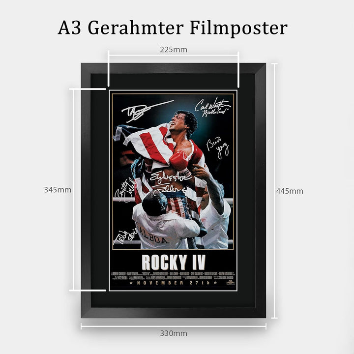HWC Trading Rocky IV The Cast Rocky 4 Sylvester Stallone Dolph Lundgren Gifts Poster mit Autogramm f