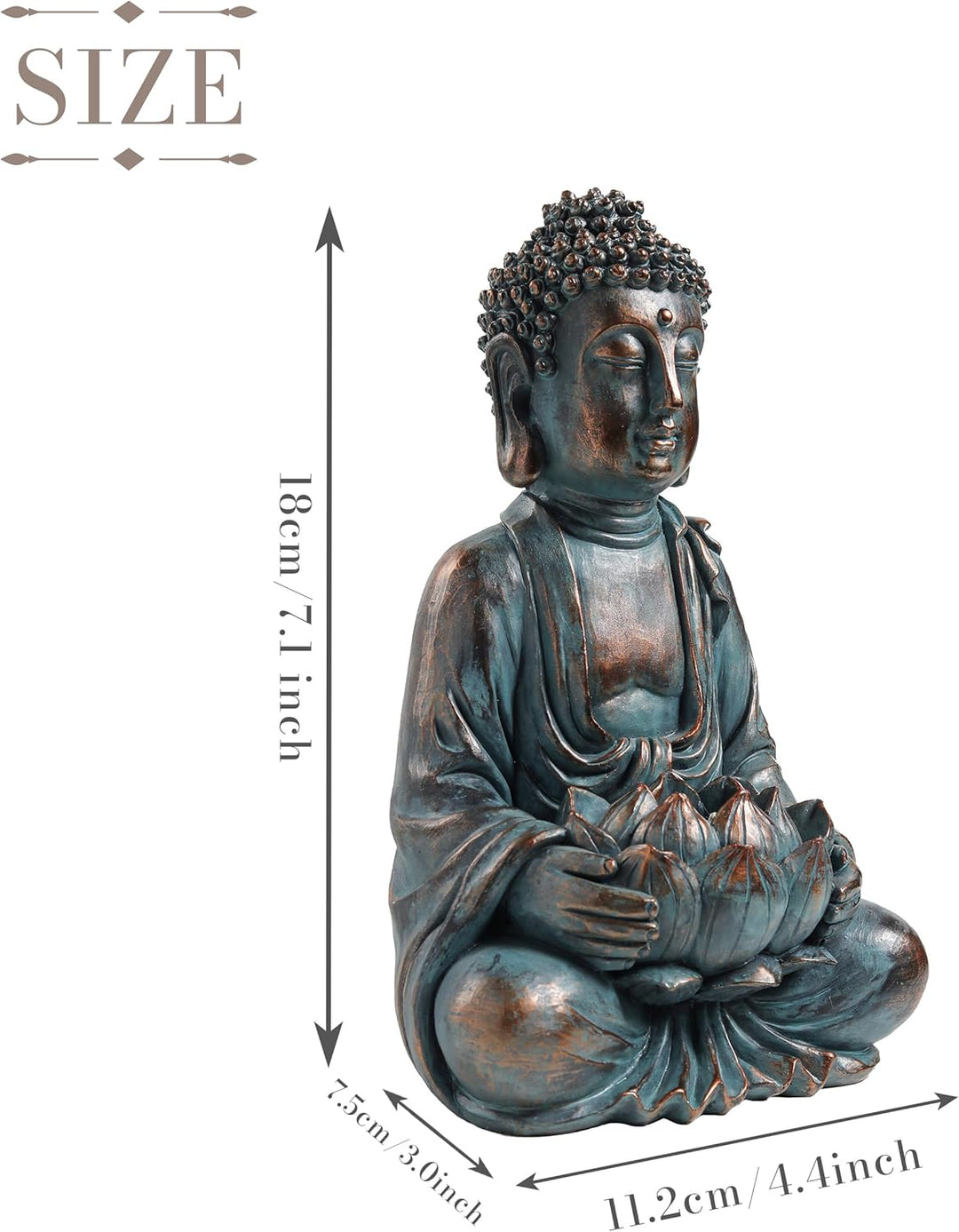 TERESA'S COLLECTIONS Gartendeko für draussen,Buddha Figur Garten Solarleuchte Harz sitzende Budda St