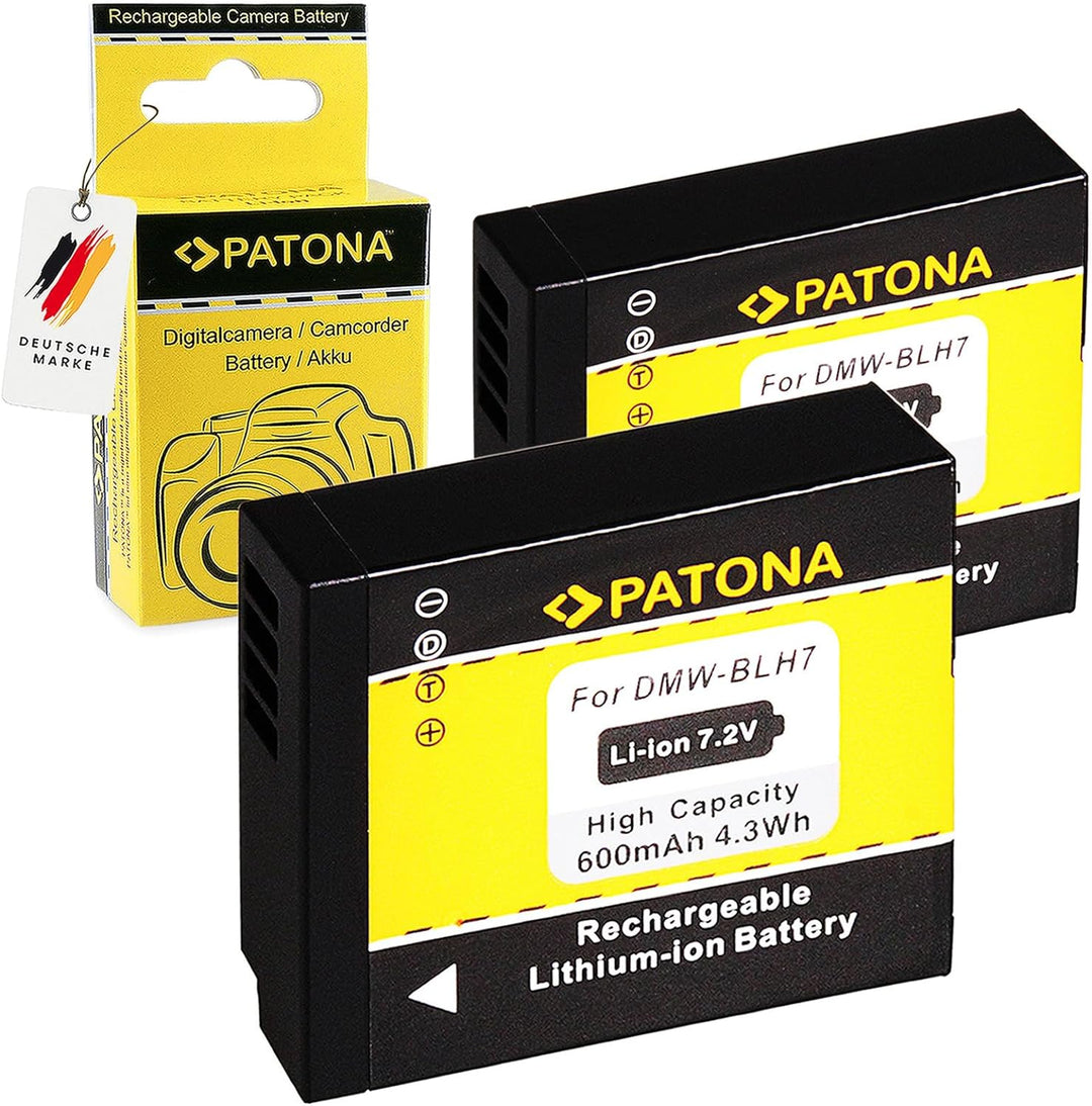 PATONA 2X Akku DMW-BLH7 / BLH7E Kompatibel mit Panasonic Lumix DMC-GM1 DMC-GM5 DMC-GF7 DC-GX800 DMW-