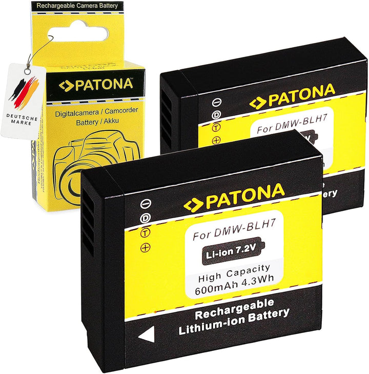 PATONA 2X Akku DMW-BLH7 / BLH7E Kompatibel mit Panasonic Lumix DMC-GM1 DMC-GM5 DMC-GF7 DC-GX800 DMW-