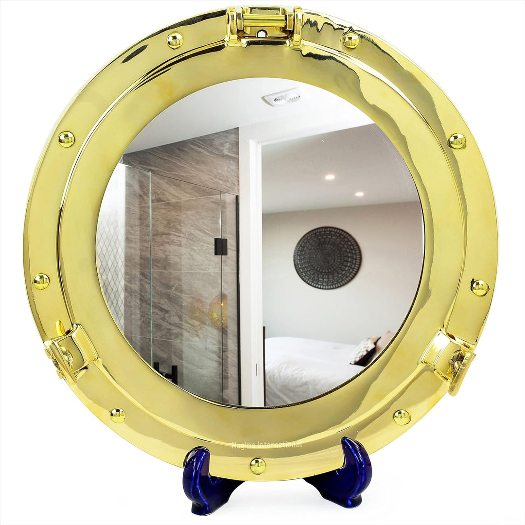Moritz Bullauge Spiegel Nautik Messing Maritim Schiff Nostalgie Antik-Stil 30 cm rund