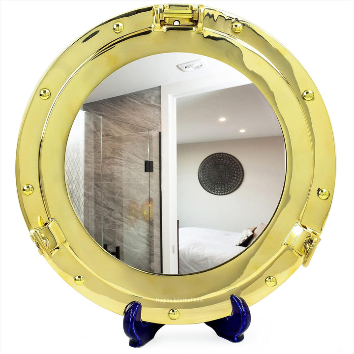 Moritz Bullauge Spiegel Nautik Messing Maritim Schiff Nostalgie Antik-Stil 30 cm rund
