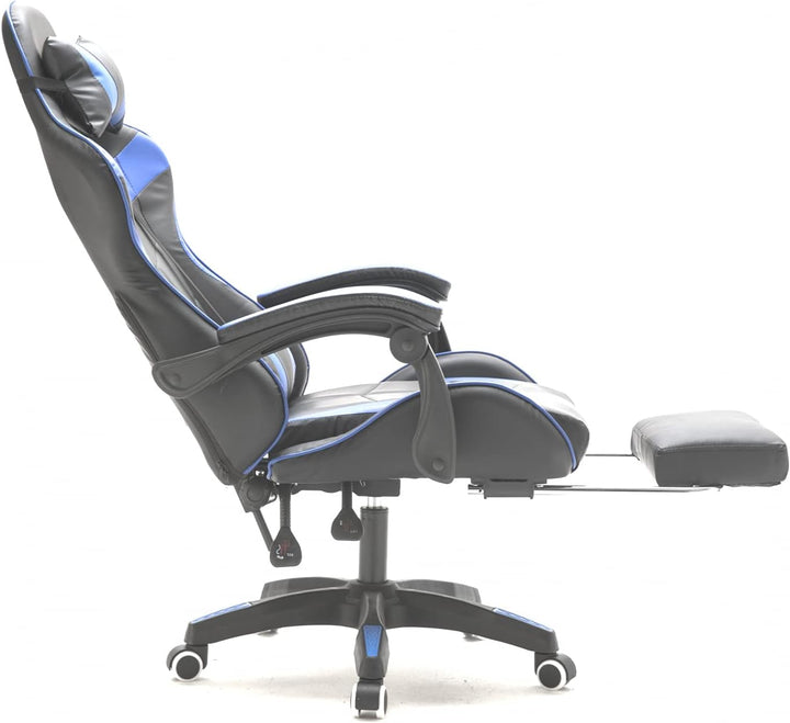 VDD Gaming Stuhl Cyclone mit Fussstütze - Bürostuhl - Racing Gaming Stuhl - blau schwarz