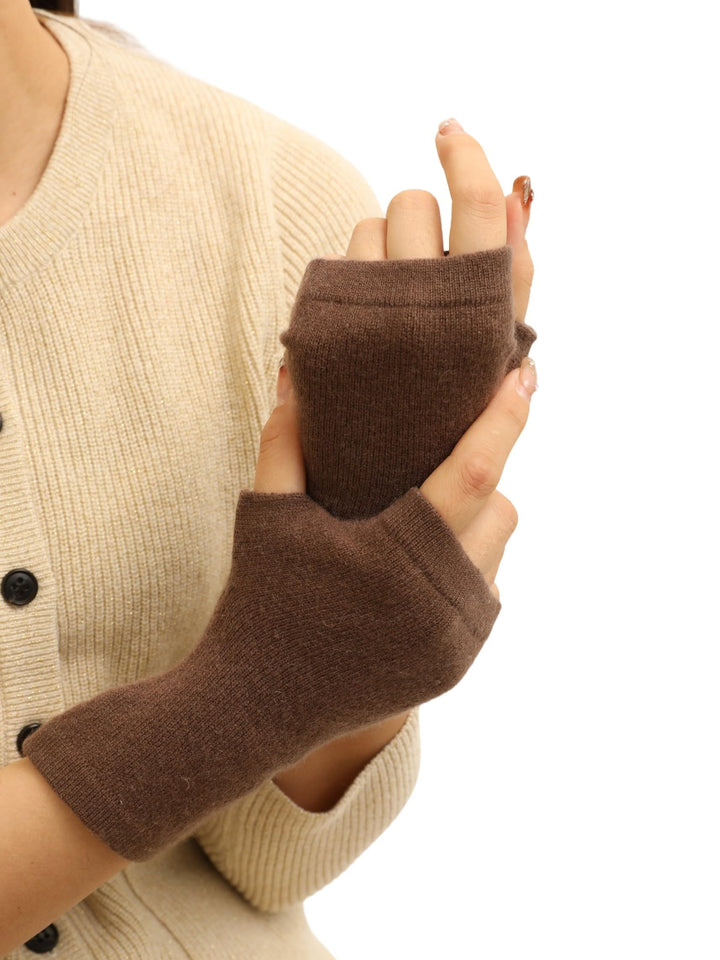 Prettystern Kaschmir-Wolle Damen Pulswärmer fingerlose Handschuhe Hand-Stulpen, 19 cm X 10 cm Kaffee