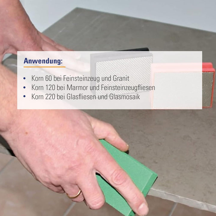 Karl Dahm Schleifset Diamant, Körnung 60 – 200 I Profi-Handschleifer-Set zum Brechen und Schleifen v