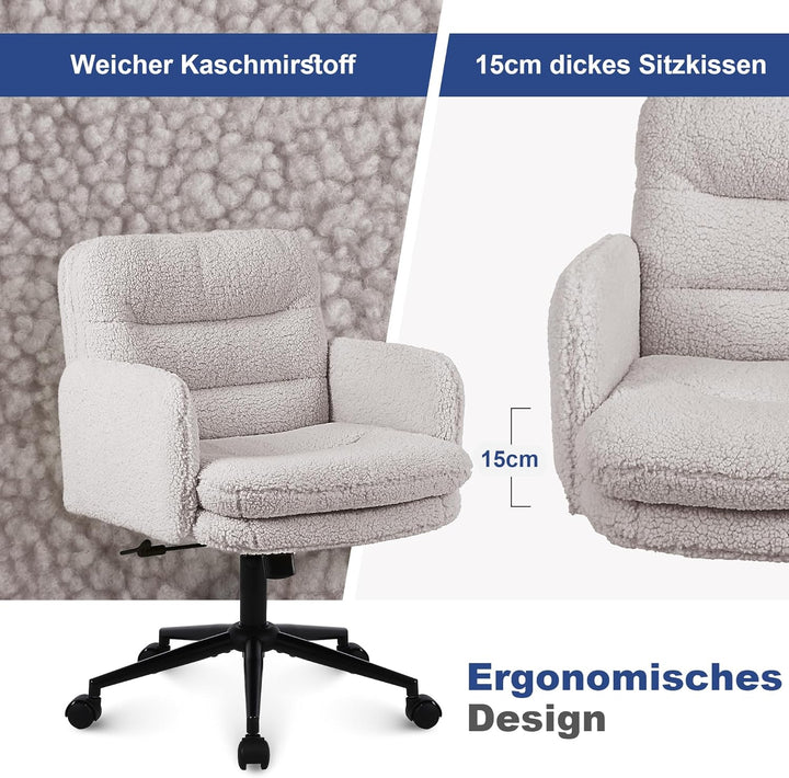 Youhauchair Schreibtischstuhl, Schminktisch Stuhl aus Kunstpelz, Bequemer Drehstuhl Schreibtisch Stu
