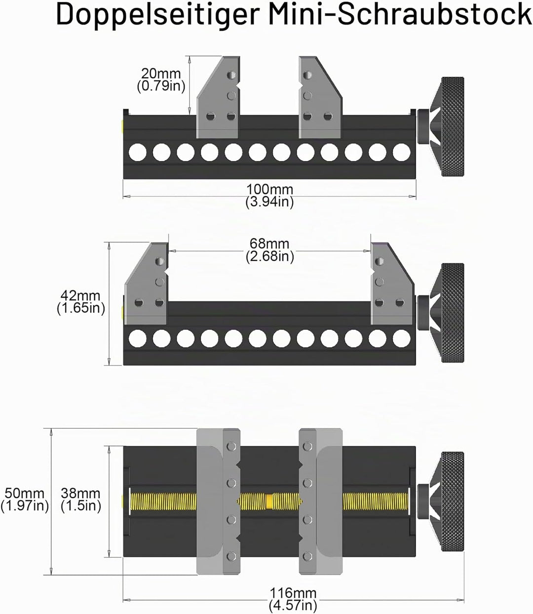 ARROWMAX doppelseitiger Mini-Schraubstock – verbessert Präzision und Stabilität beim Handwerk Bench