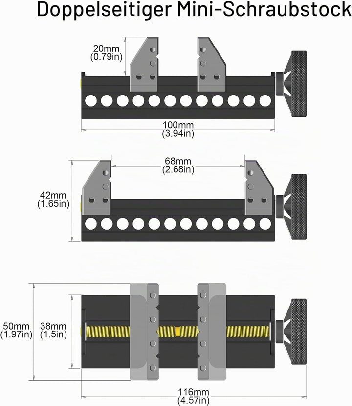ARROWMAX doppelseitiger Mini-Schraubstock – verbessert Präzision und Stabilität beim Handwerk Bench
