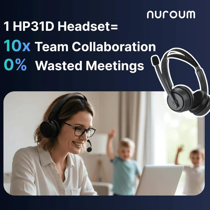 Nuroum HP31D(3rd Gen) Bluetooth Headset mit Mikrofon Wireless, AI Rauschunterdrückung für Anrufe/45H