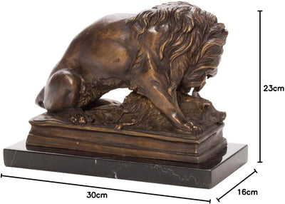 Bronzeskulptur Löwe Wildschwein Bronze Jagd Jäger Figur Skulptur Antik-Stil Bronzefigur