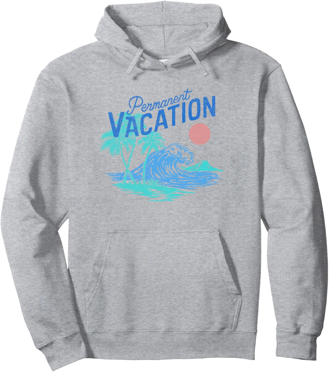 Trendy Permanent Vacation Palms & Island Sunny Scene Pullover Hoodie