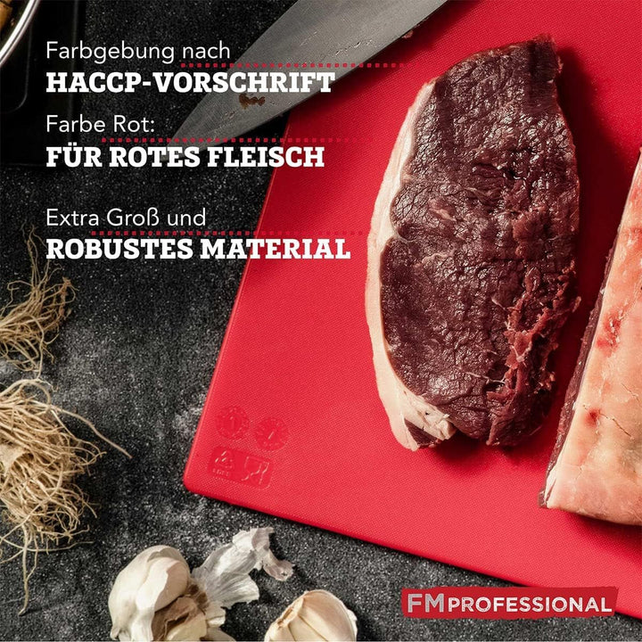 Schneidebrett aus Kunststoff Extra Gross – Farbe Rot: Für rotes Fleisch – Farbcodierung nach HACCP –