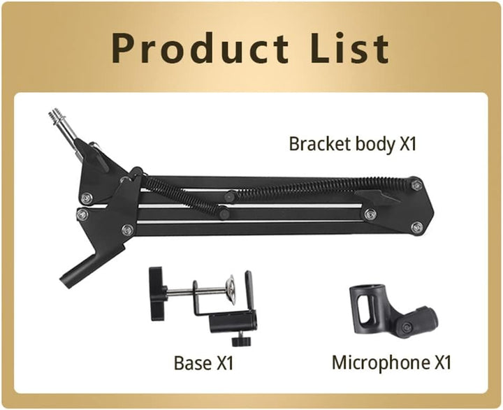 Micfuns Verstellbarer Mikrofonständer Professioneller Mikrofonhalter mit Spinne und Adapter für Stud