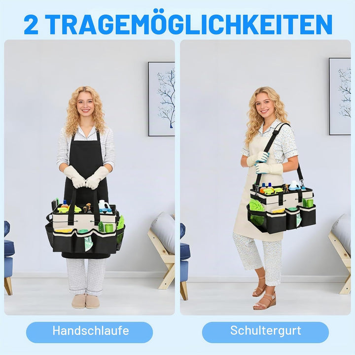 Qivine 5 Fächern Putzmittel Organizer Tragbar mit Griff und Verstellbaren Schultergurten, Putztasche