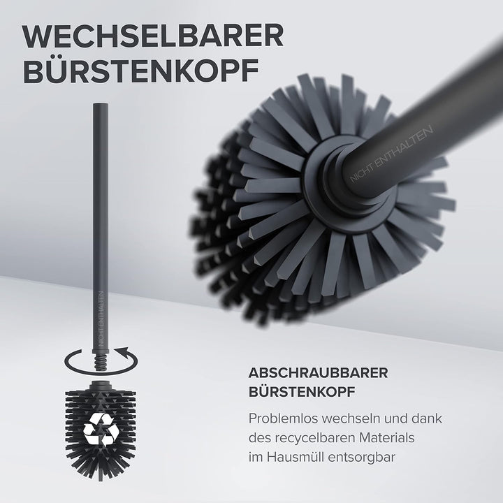 Ersatzbürstenkopf Vejro für Klobürste | praktisches 3er-Set | schwarz | Silikon Ersatzbürstenkopf |
