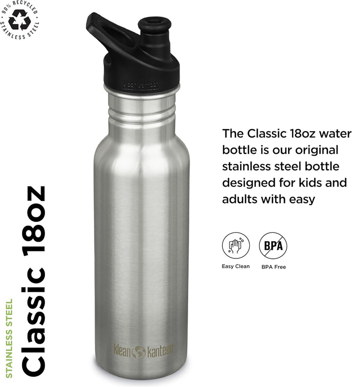 Klean Kanteen Unisex – Erwachsene Klean Kanteen-1008431 Flasche, Brushed Stainless, One Size , Edels