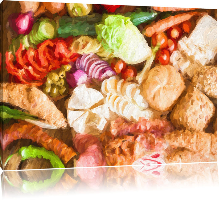 Pixxprint leckeres Frühstück als Leinwandbild/Grösse: 100x70 / Wandbild/Kunstdruck/fertig bespannt,