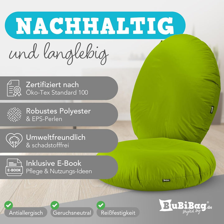 BuBiBag 2in1 Sitzsack L - XXL mit Füllung für Kinder &amp; Erwachsene, Gaming Beanbag &amp; Bodenkissen für