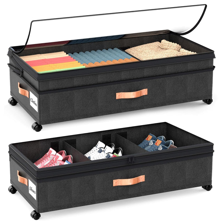 2 Stück Unterbettkommode Mit Rollen (Einstellbare Höhe 18-24cm), Unterbett Aufbewahrungsbox, Bettkas