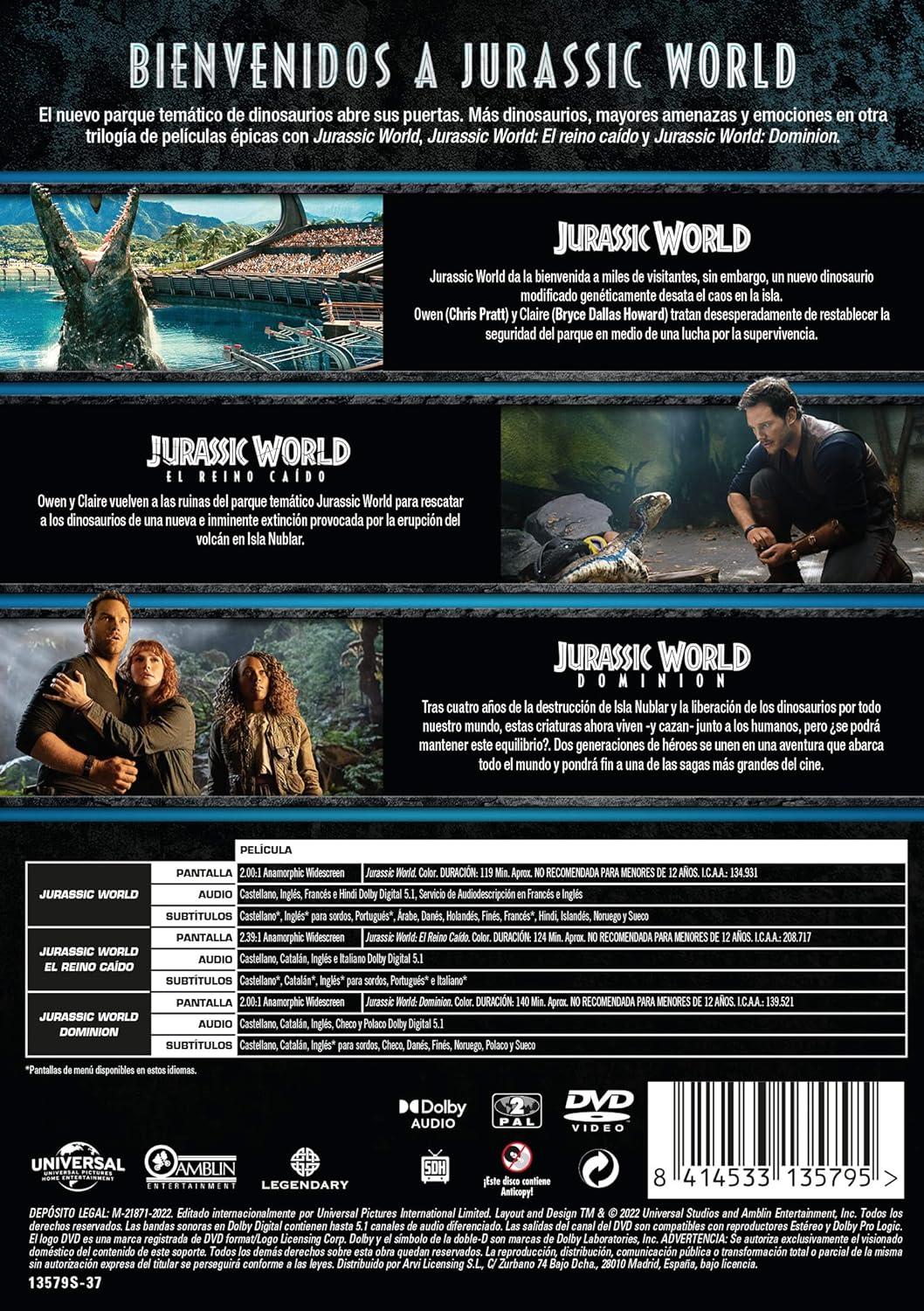 Jurassic World pack 1-3 - DVD