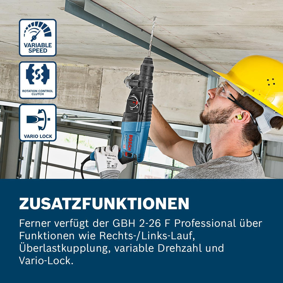 Bosch Professional Bohrhammer GBH 2-26 F (830 Watt, Wechselfutter SDS-plus, Schlagenergie: 2,7 J, im