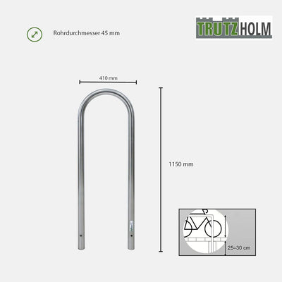 TRUTZHOLM Fahrradanlehnbügel 115x41 cm Edelstahl zum Einbetonieren Anlehnbügel Anlehnständer Poller