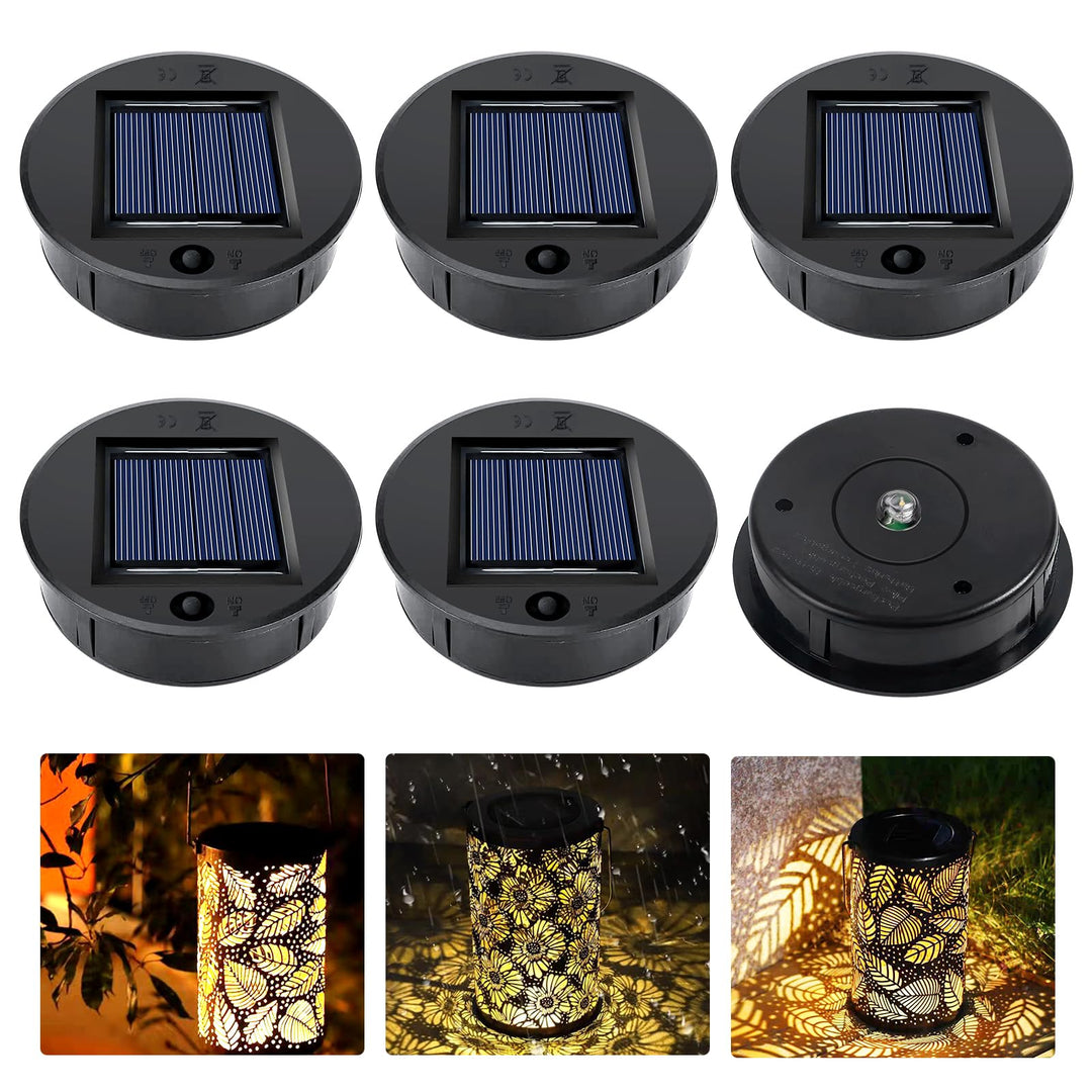 Solarleuchten Ersatzteile 8cm, 6 Stück Solar Ersatzdeckel, Top mit LED, IP65 Wasserdicht LED Solarmo