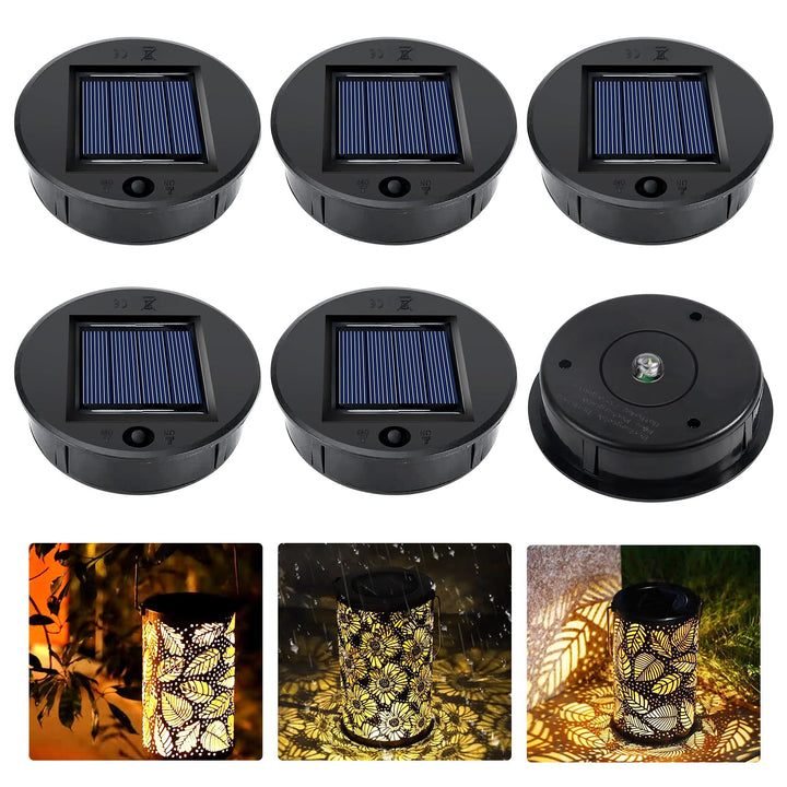 Solarleuchten Ersatzteile 8cm, 6 Stück Solar Ersatzdeckel, Top mit LED, IP65 Wasserdicht LED Solarmo